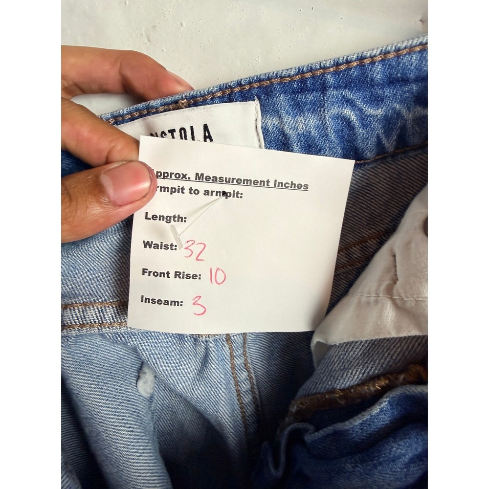 2/$30 Pistola Blue Distressed Frayed Raw Hem Denim Jean Shorts 28 - Picture 5 of 7